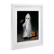 Vintage Halloween Ghost & Pumpkin Framed Print Under Glass Art